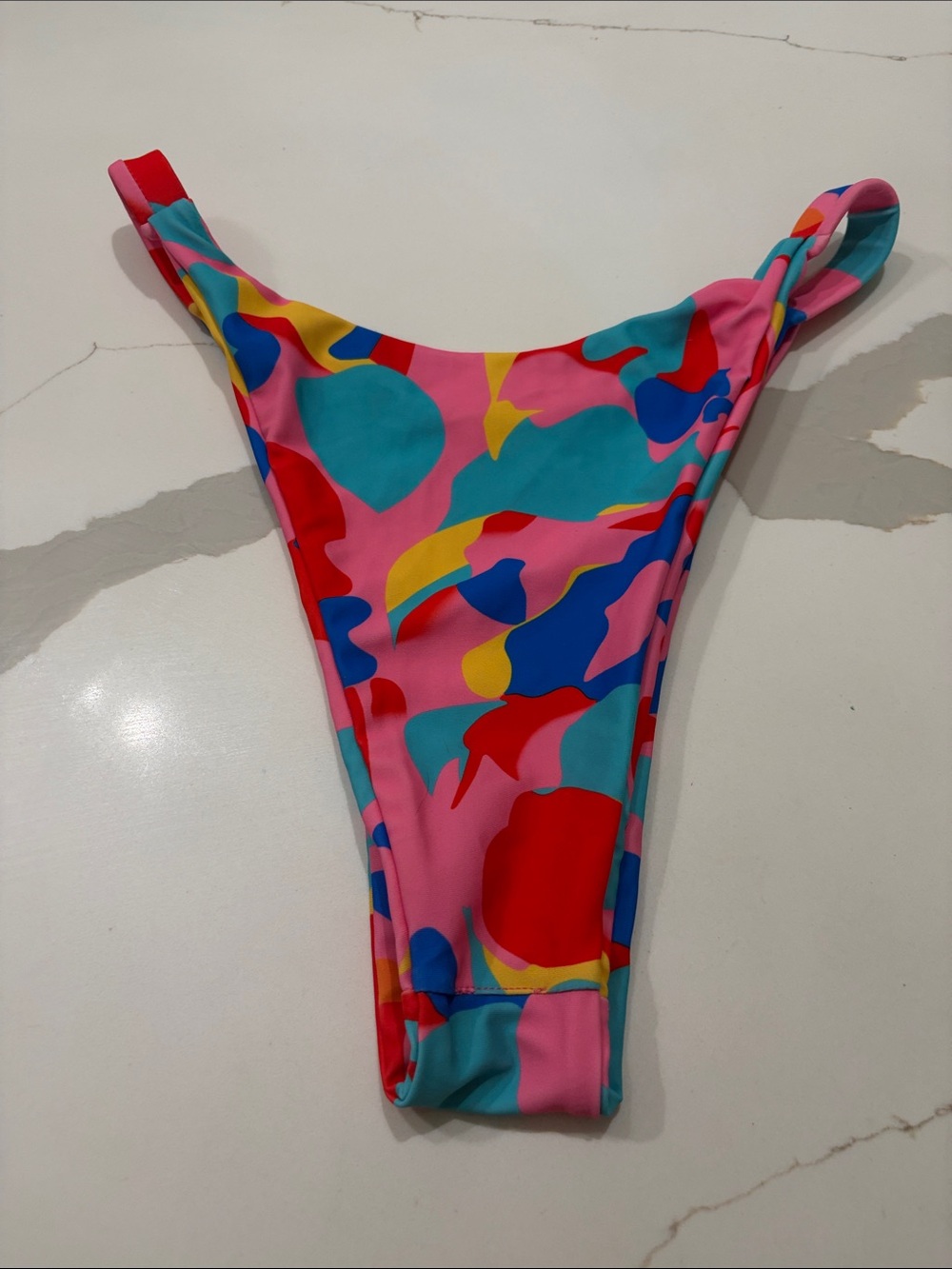 Women's Pink Multi-Color Abstract Triangle Bikini Set - Picture 2 of 3